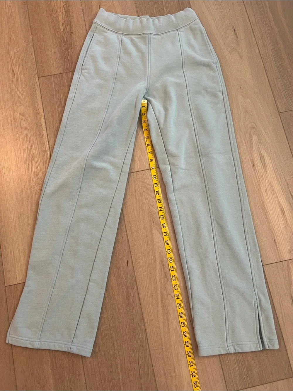 ALO Yoga Pale Blue High-Rise Straight Leg Track Pants